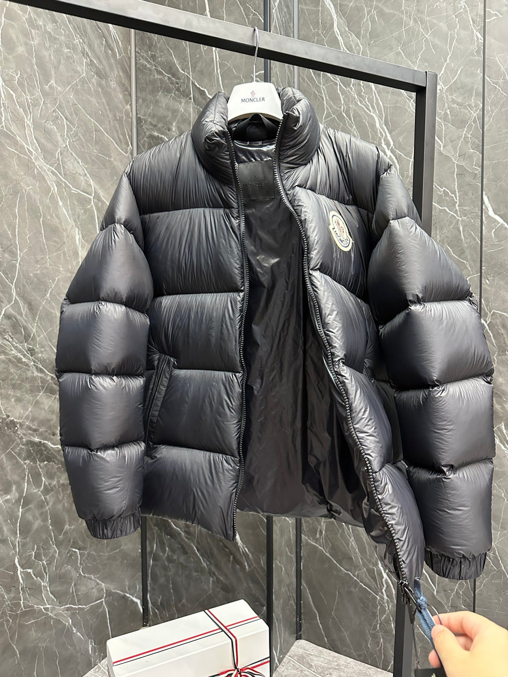 Moncler Navy Classic Short Down Jacket