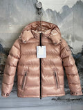 Moncler Rose Gold Metallic Hooded Short Down Jacket