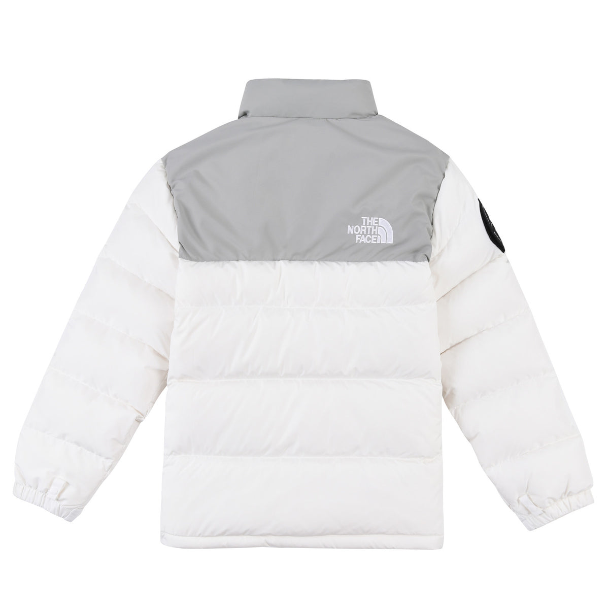 The North Face White and Grey 1992 Heritage Nuptse Down Jacket with Colorblock Paneling