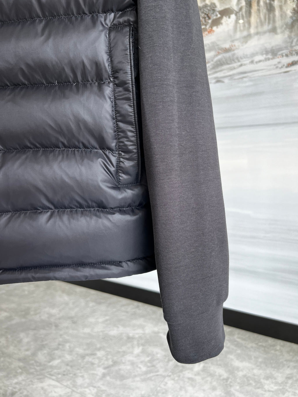 Moncler Charcoal Hybrid Down Hooded Jacket