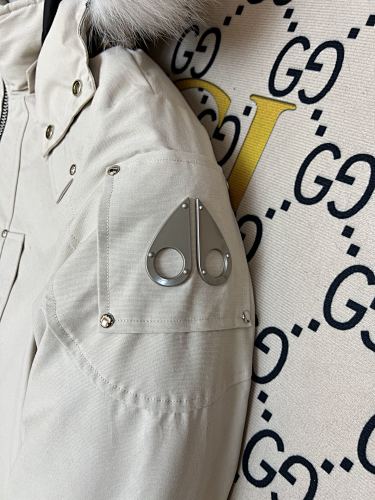 Moose Knuckles Cream Ballistic Down Bomber Jacket