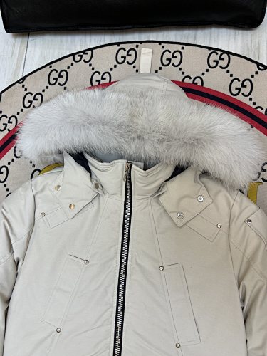 Moose Knuckles Cream Ballistic Down Bomber Jacket