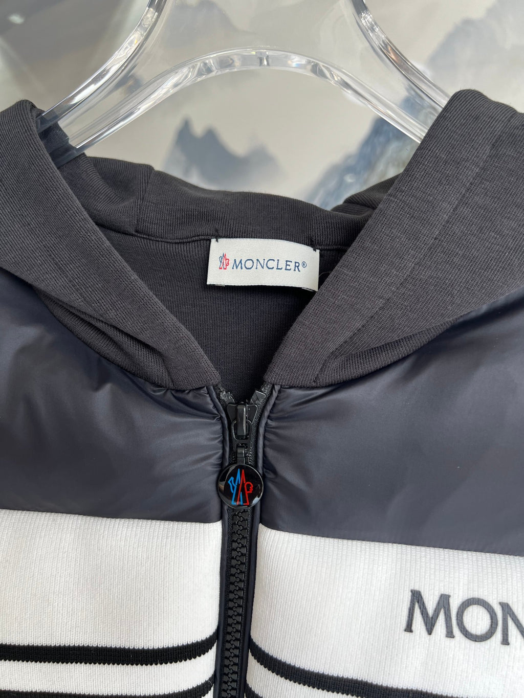 Moncler Charcoal Hybrid Down Hooded Jacket