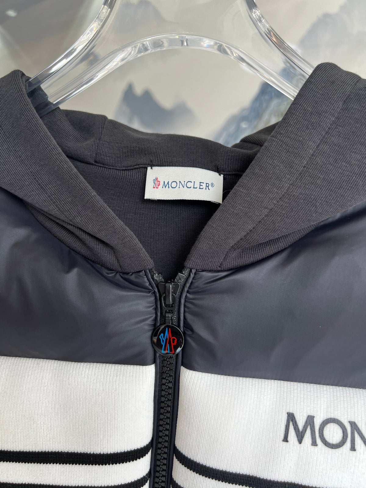 Moncler Charcoal Hybrid Down Hooded Jacket