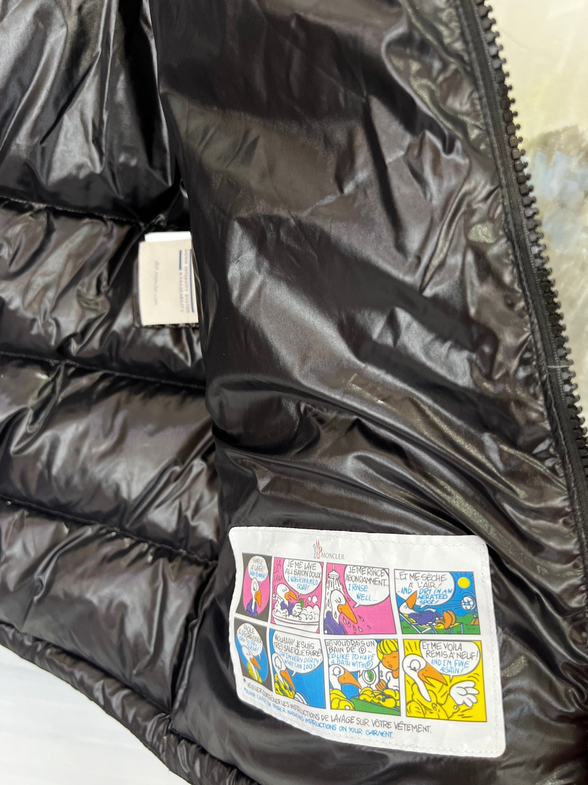 Moncler Black Glossy Hooded Channel-Quilted Down Jacket