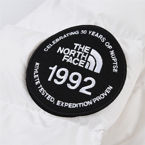 The North Face White and Grey 1992 Heritage Nuptse Down Jacket with Colorblock Paneling
