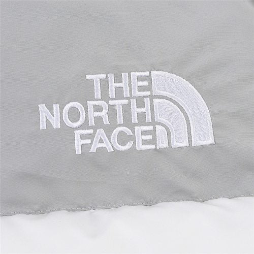 The North Face White and Grey 1992 Heritage Nuptse Down Jacket with Colorblock Paneling