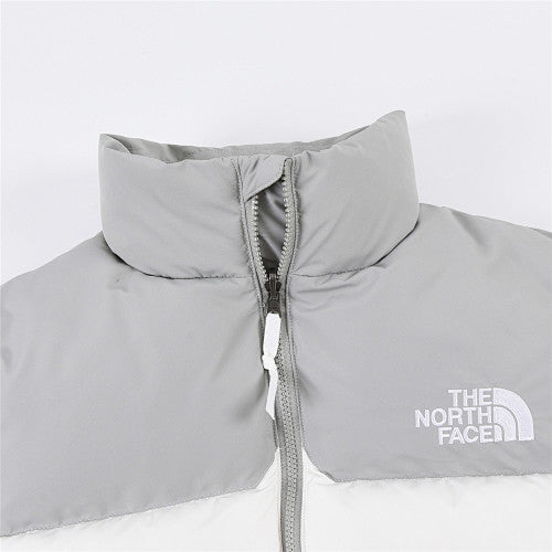 The North Face White and Grey 1992 Heritage Nuptse Down Jacket with Colorblock Paneling