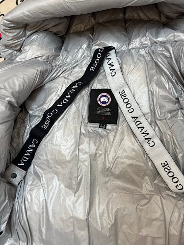 Canada Goose Silver Glossy Quilted Down Puffer Jacket