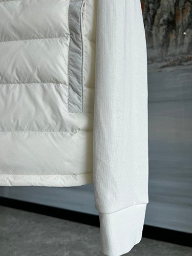 Moncler White Hybrid Down Hooded Jacket