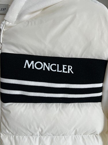 Moncler White Hybrid Down Hooded Jacket