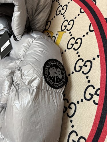 Canada Goose Silver Glossy Quilted Down Puffer Jacket
