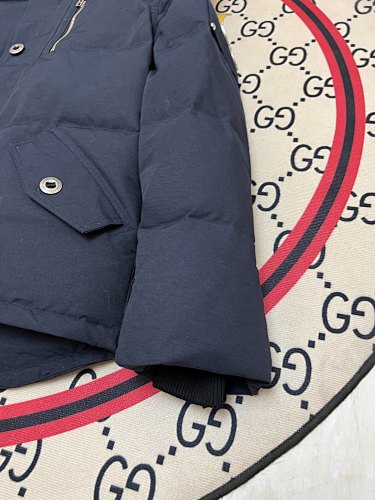 Moose Knuckles Navy Fur-Trimmed Down Parka with Crystal Studs