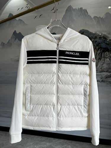 Moncler White Hybrid Down Hooded Jacket