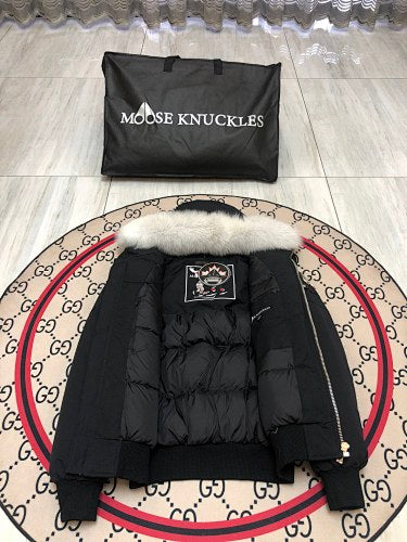 Moose Knuckles Black Ballistic Down Bomber Jacket