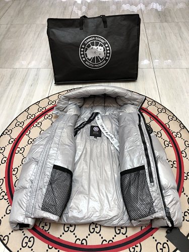 Canada Goose Silver Glossy Quilted Down Puffer Jacket