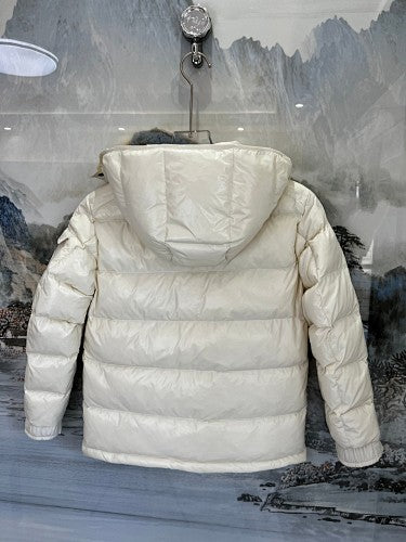 Moncler Cream Hooded Short Down Jacket