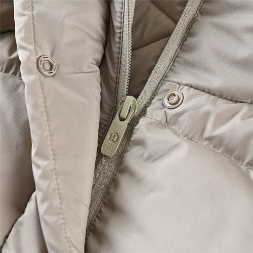 Lululemon Khaki Hooded Box-Quilted Down Puffer Jacket