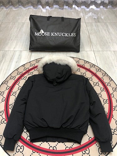 Moose Knuckles Black Ballistic Down Bomber Jacket
