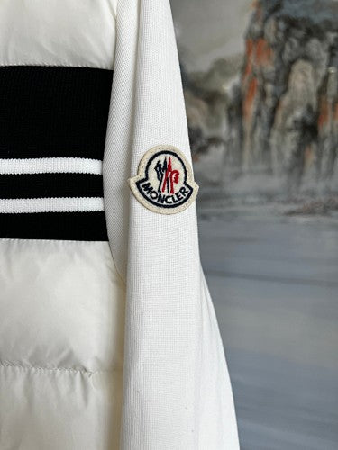 Moncler White Hybrid Down Hooded Jacket