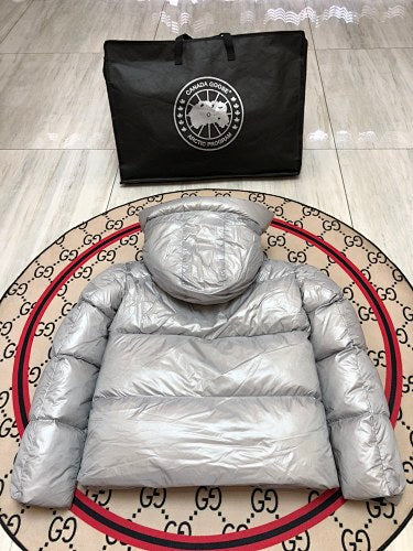 Canada Goose Silver Glossy Quilted Down Puffer Jacket