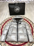Canada Goose Silver Glossy Quilted Down Puffer Jacket
