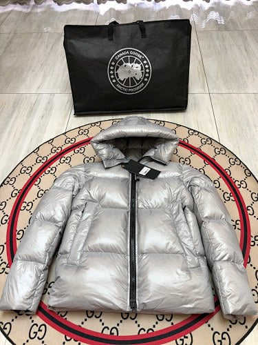 Canada Goose Silver Glossy Quilted Down Puffer Jacket