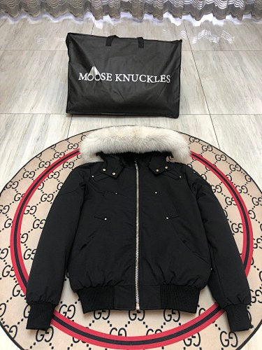 Moose Knuckles Black Ballistic Down Bomber Jacket