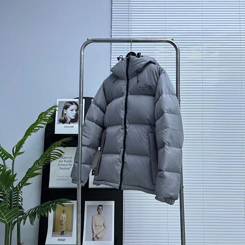The North Face Grey Hooded Puffer Down Jacket