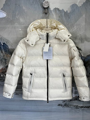 Moncler Cream Hooded Short Down Jacket