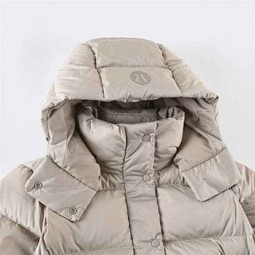 Lululemon Khaki Hooded Box-Quilted Down Puffer Jacket