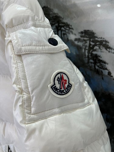 Moncler Cream Hooded Short Down Jacket