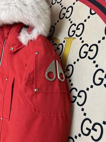 Moose Knuckles Red Ballistic Down Bomber Jacket