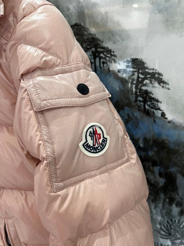 Moncler Rose Gold Metallic Hooded Short Down Jacket