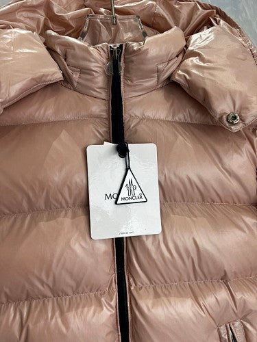 Moncler Rose Gold Metallic Hooded Short Down Jacket