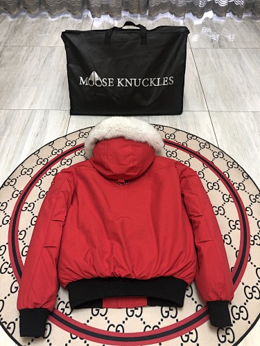 Moose Knuckles Red Ballistic Down Bomber Jacket