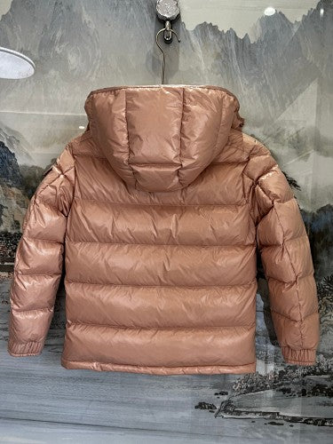 Moncler Rose Gold Metallic Hooded Short Down Jacket