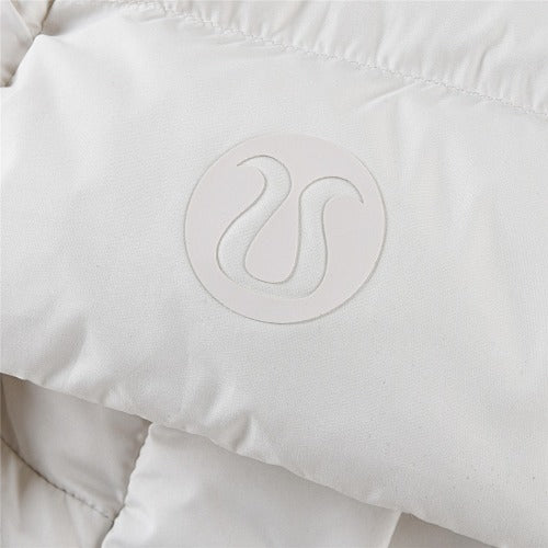 Lululemon White Hooded Box-Quilted Down Puffer Jacket