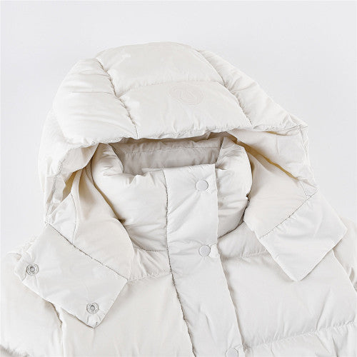 Lululemon White Hooded Box-Quilted Down Puffer Jacket