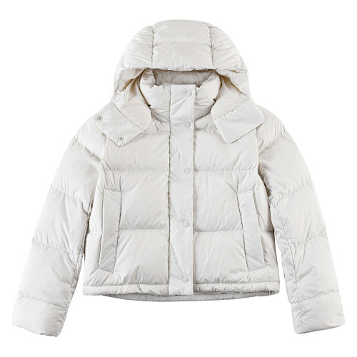 Lululemon White Hooded Box-Quilted Down Puffer Jacket