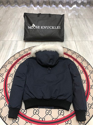 Moose Knuckles Navy Ballistic Down Bomber Jacket