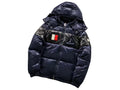 Moncler Navy and Black Colorblock Hooded Puffer Jacket