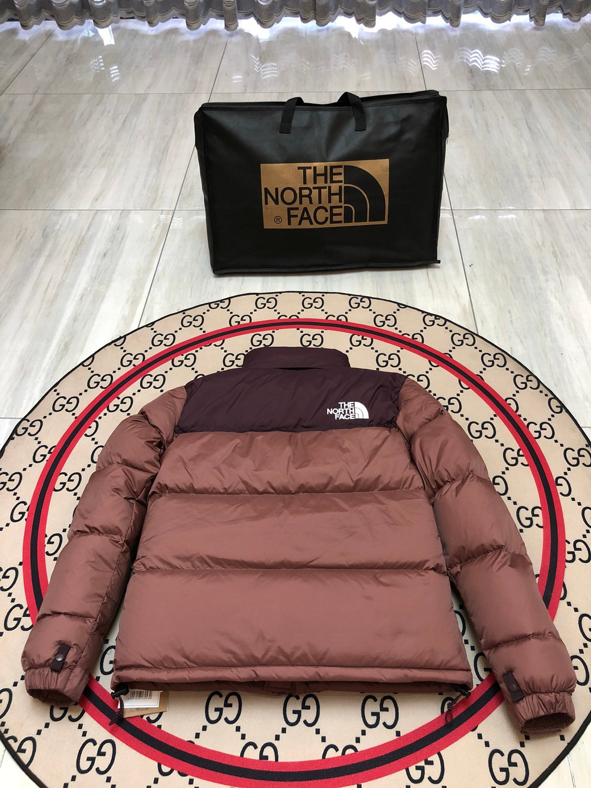 The North Face Brown Nuptse 700-Fill Down Jacket