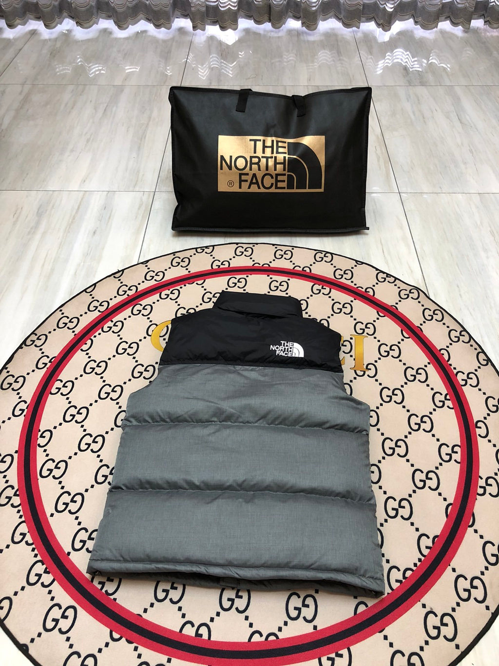 The North Face Grey Nuptse 700 Puffer Vest
