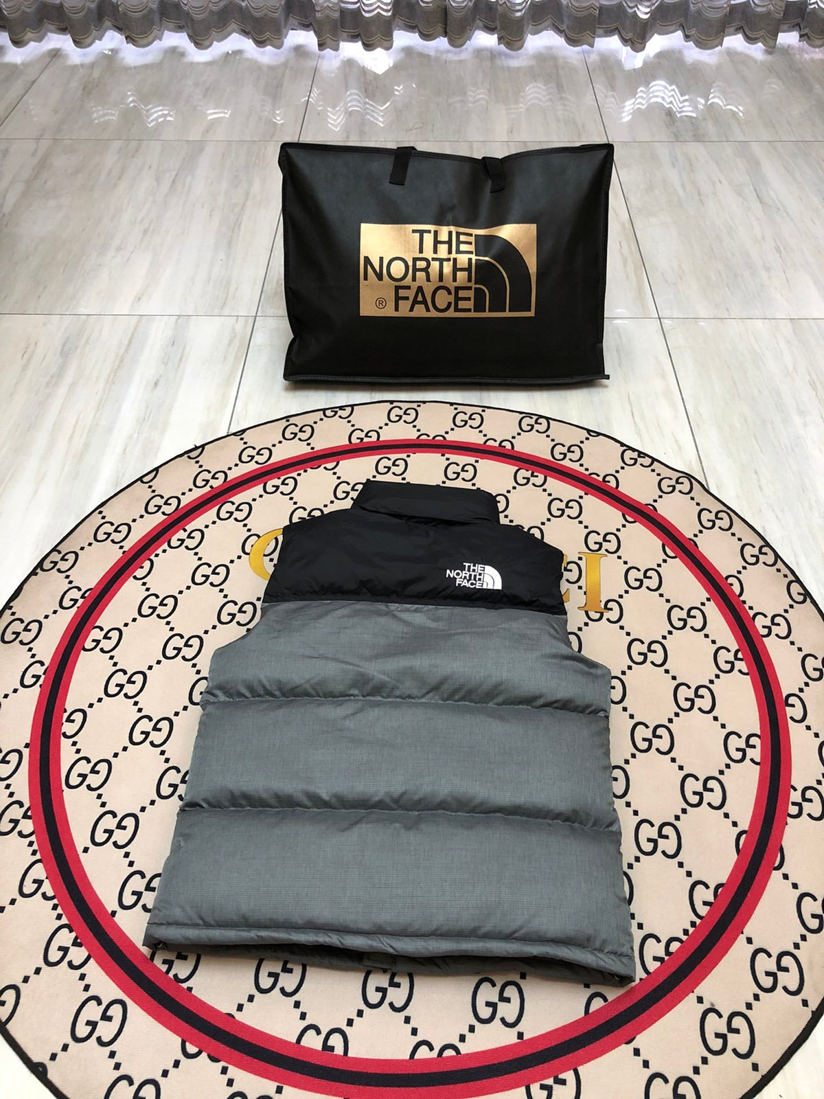 The North Face Grey Nuptse 700 Puffer Vest
