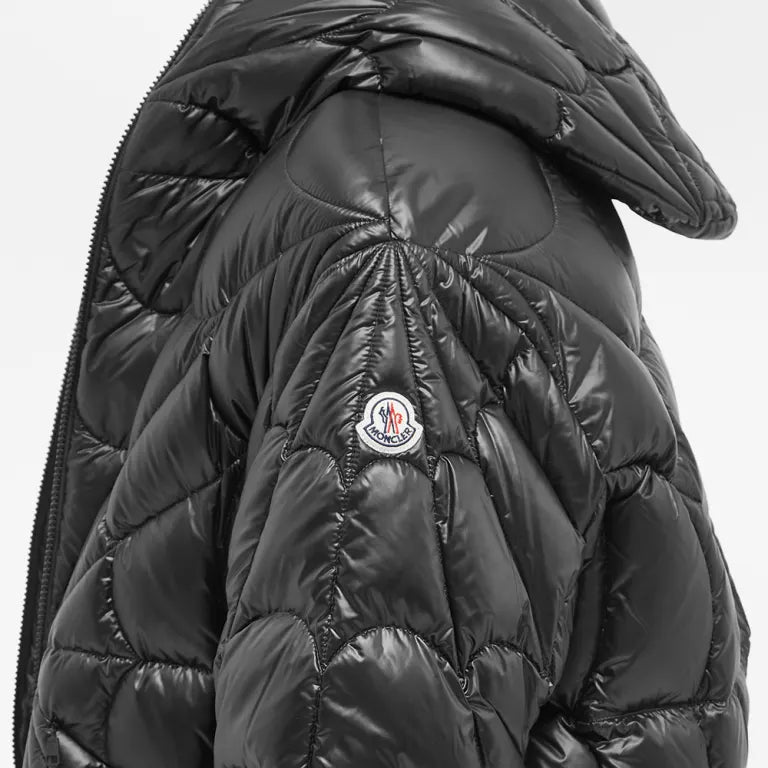 Moncler Black Radial Spider-Web Quilted Hooded Down Jacket