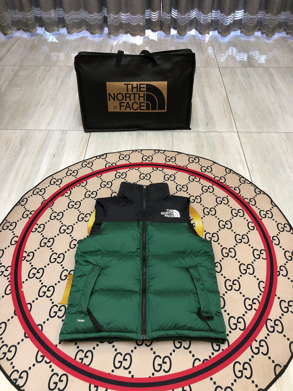 The North Face Green Nuptse 700 Puffer Vest