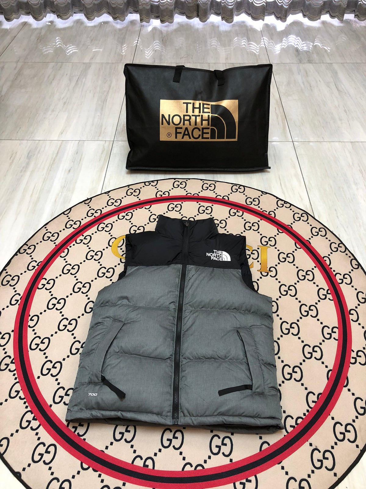 The North Face Grey Nuptse 700 Puffer Vest