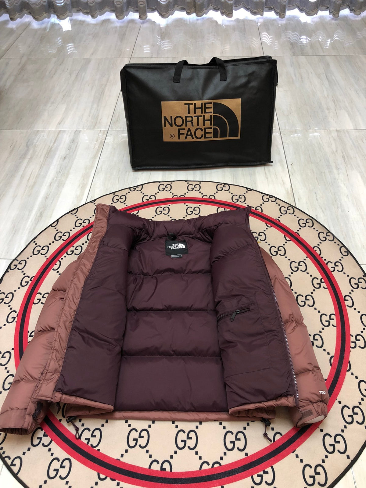 The North Face Brown Nuptse 700-Fill Down Jacket