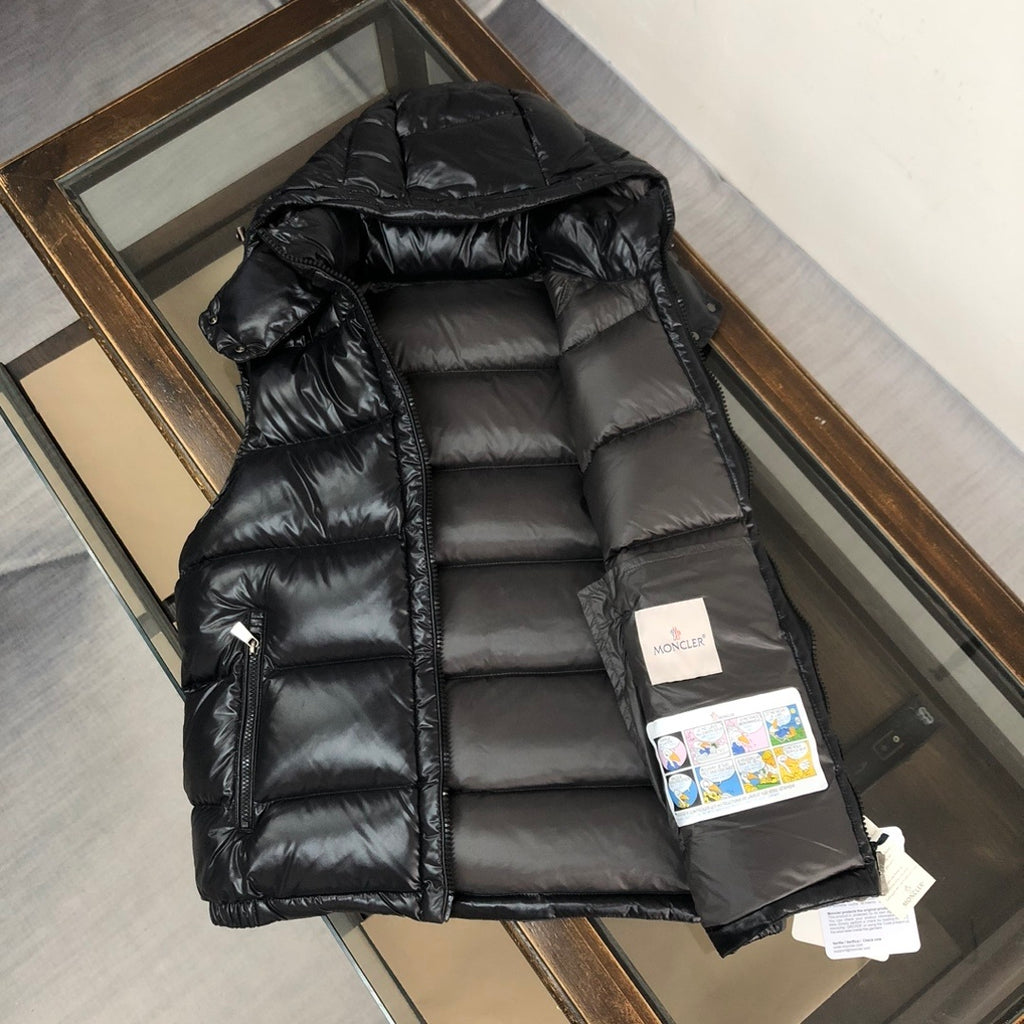 Moncler Black Maya Down Hooded Vest